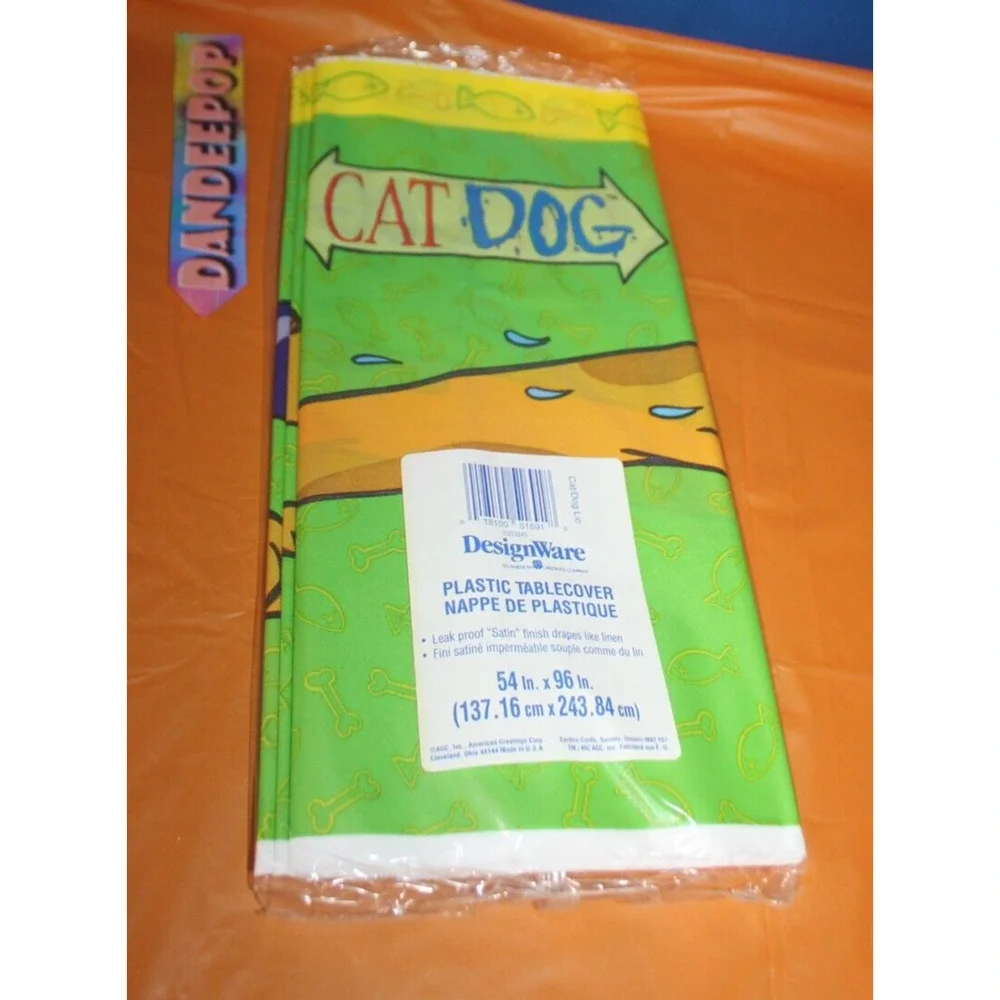 DesignWare American Greetings CatDog Plastic Tablecover 54 x 96